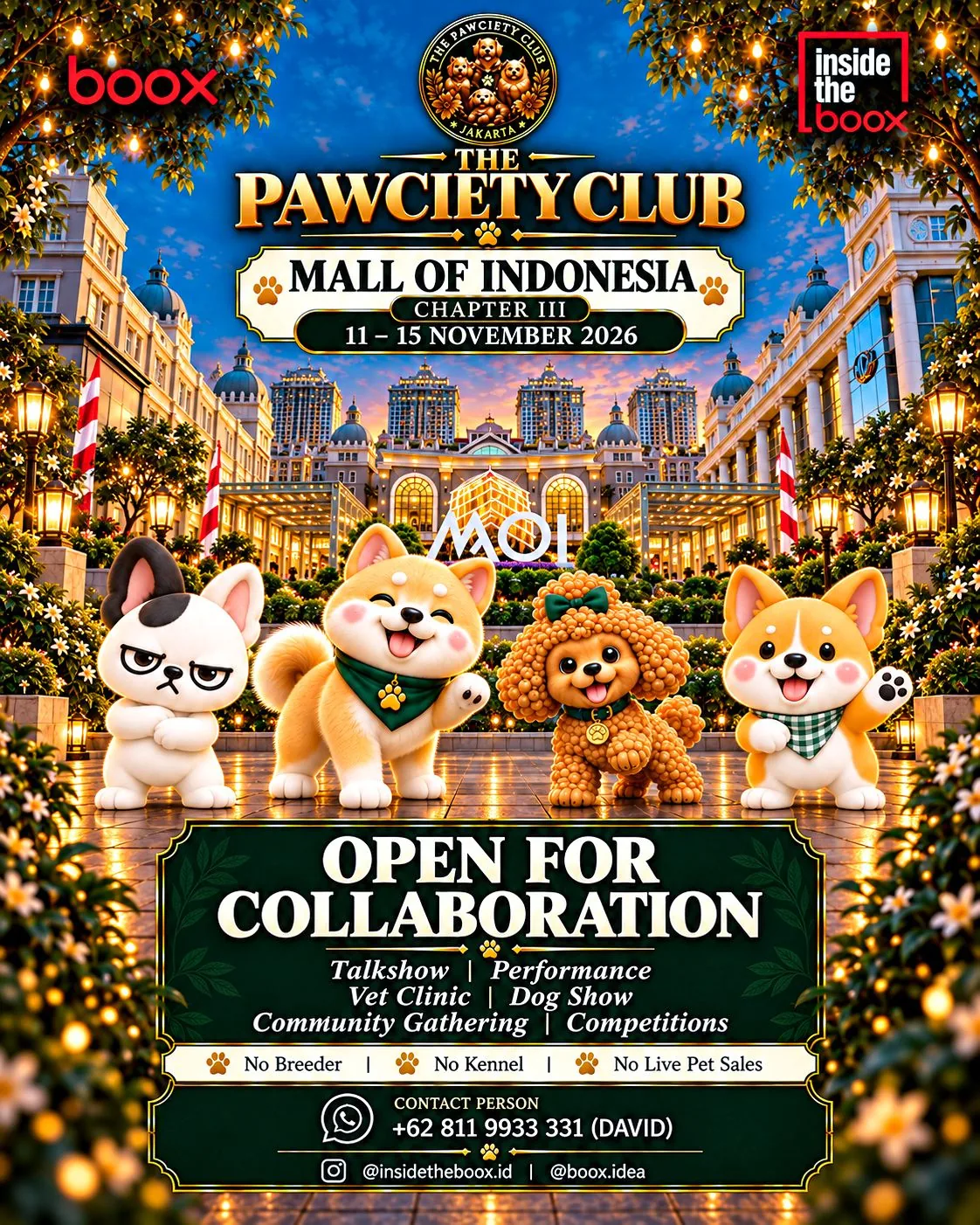 Poster resmi Chapter III yang membuka kolaborasi untuk talkshow, performance, klinik hewan, dog show, kumpul komunitas, dan kompetisi
